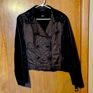 Black and brown faux leather short jacket